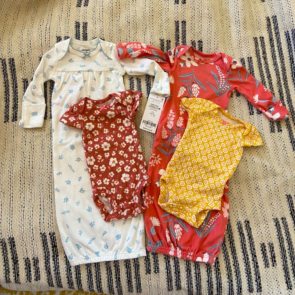 Premie baby girl bundle onesies gowns